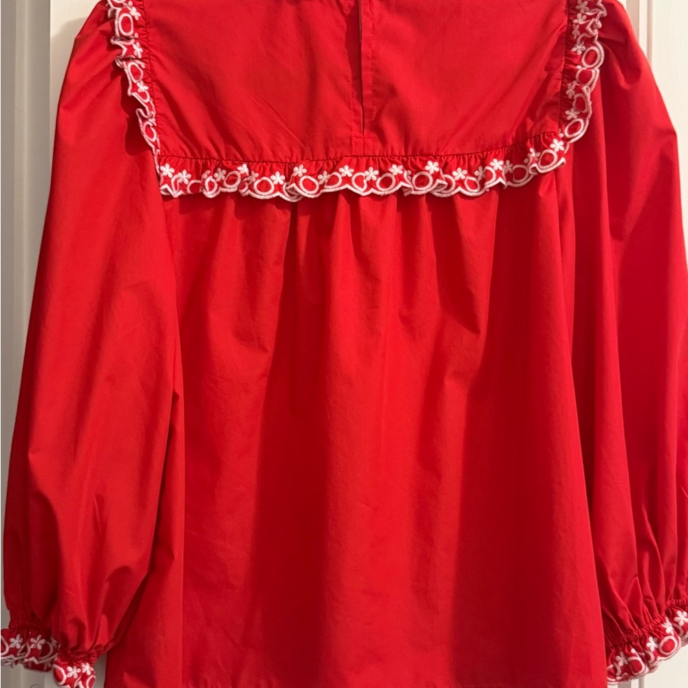 Jodifl Red Blouse with White Embroidery - Picture 3 of 3